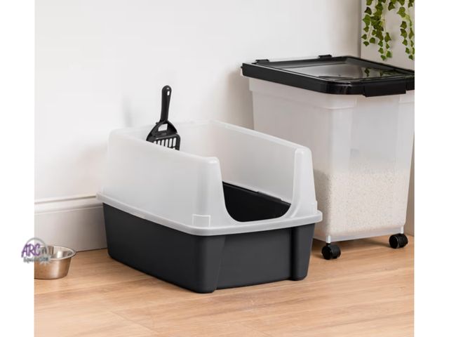 Lot 56-356024 - New,IRIS USA Large Cat Litter Box with Scoop, Open Top Cat Litter Pan, Blue