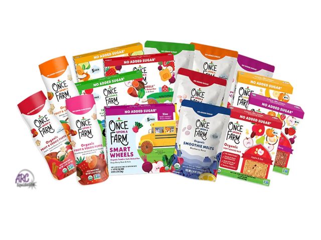 Lot 56-320140 - NEW IN BOX IN DATE Once Upon a Farm Organic Ultimate Snack Sampler, Puffs, Coconut Melts, Tractor Wh...