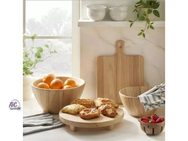 Lot 56-260123 - NEW Hearth &amp; Hand With Magnolia Wooden Serving Bowl