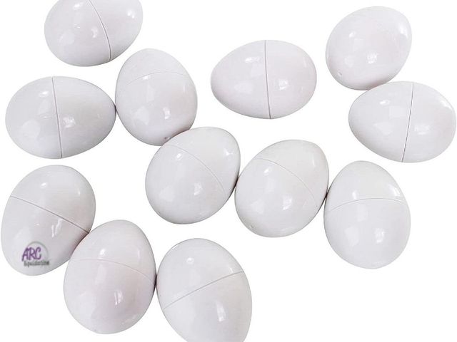 Lot 56-568530 - NEW-LOT OF 12-Matching white plastic eggs
