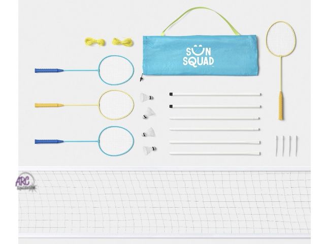 Lot 56-113660 - New in Box Sun Squad Large Badminton Set 10 Piece (Blue/Yellow)