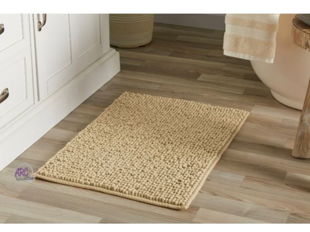 Lot 56-115124 - New Mainstays Basic Polyester Chenille Noodle Bath Rug, Vallejo Tan, 17"x24"