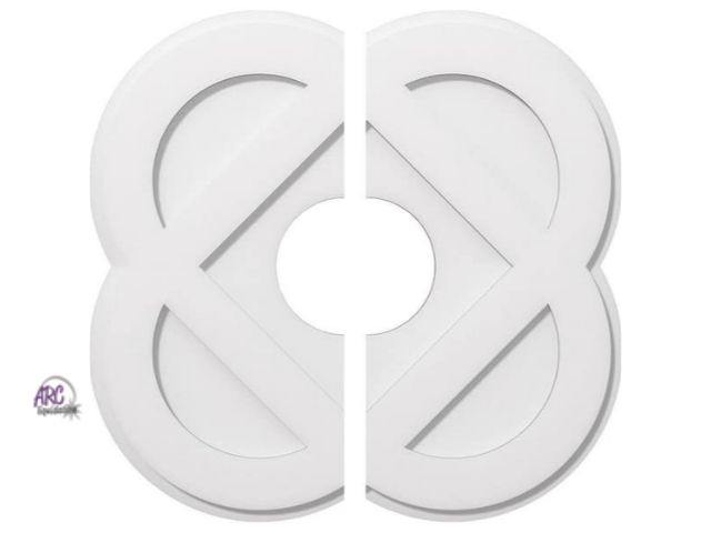 Lot 56-590322 - NEW-LOT OF 4 HALVES-Ekena millwork contemporary decorative ceiling pieces-wood-17"x9" halves-white