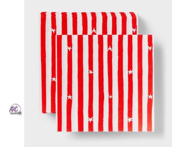 Lot 56-739698 - New 300 napkins stars and stripes. 10 packs of 30. 2 ply