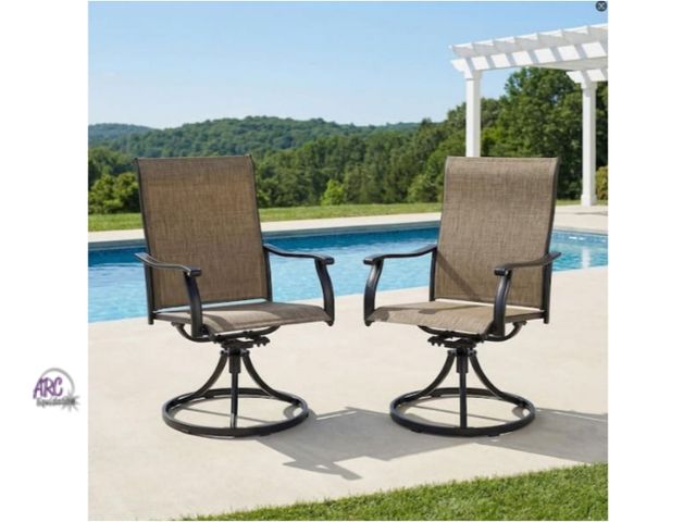 Lot 56-782964 - New in box. 2-Piece Swivel Textilene Metal Outdoor Patio Dining Chairs