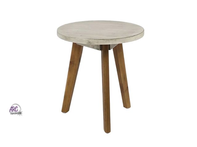 Lot 56-391313 - New,Marina Acacia Wood Patio Side Table: Weather-Resistant, Round &amp; Compact - Christopher Knight...