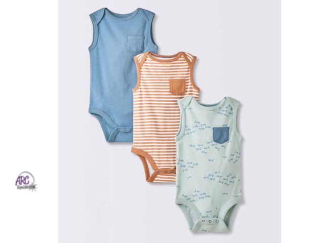 Lot 56-357164 - New Cloud Island Baby Boys Sleeveless Pocket Bodysuit, Newborn