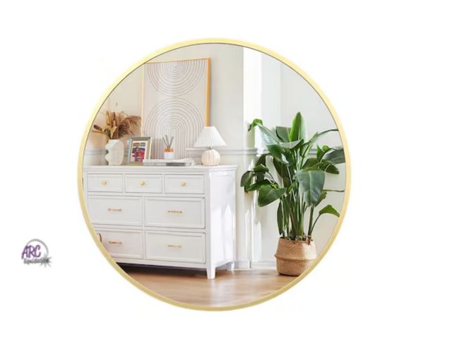 Lot 56-592822 - NEW-24 inch Round Mirror for Wall Decor Metal Frame Circle Mirror-gold frame