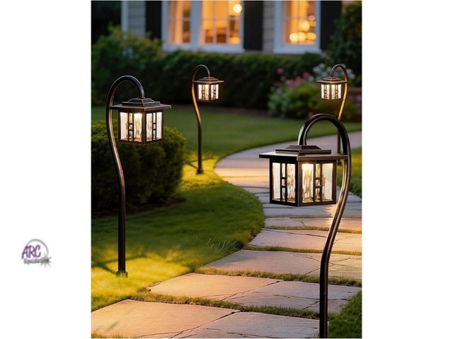 Lot 56-755950 - New in box.  Low Voltage Landscape Lighting 4-Pack, Aluminum 12V 3000K Electric Pathway Lights, Wate...