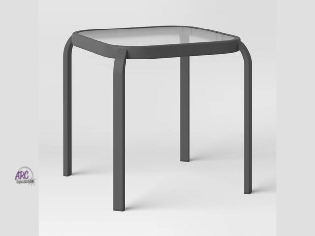 Lot 56-853511 - New - Glass Patio Side Table - Black