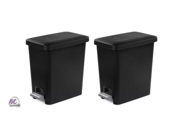 Lot 56-731317 - New 2 pack. 2.7 gal Sterilite Rectangular Step On Trash Bin Wastebasket