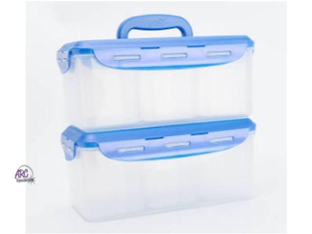 Lot 56-703514 - New LocknLock Set of 2 Rectangles with Handle Lid and Dividers
