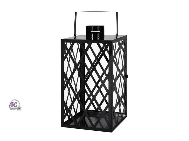 Lot 56-471012 - NEW-18" Modern Stainless Steel Lantern with Lattice Design