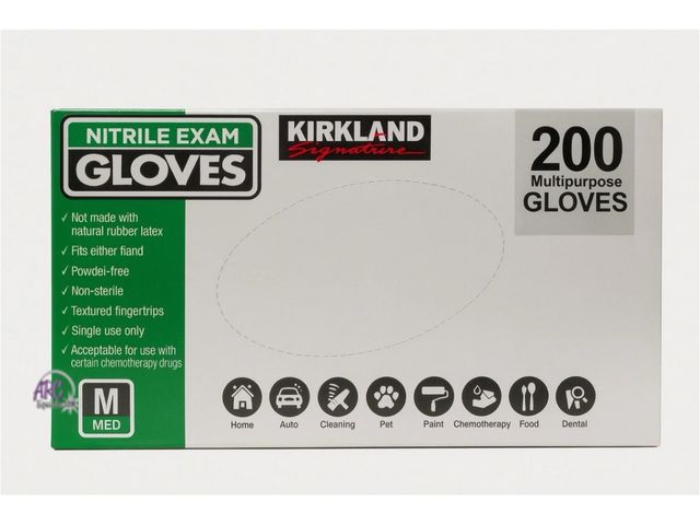 Lot 56-510365 - ONE OPENED, ONE SEALED-Kirkland Signature Nitrile Exam Powder-Free Exam Gloves - Medium - 2 ~200 Cou...