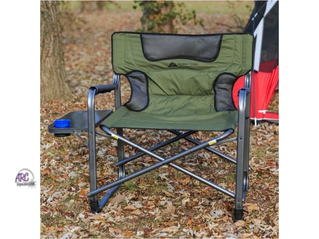 Lot 56-761961 - New in box. Ozark Trail XXL Director Camping Chair with Side Table, Green. Weight Capacity 400 lbs