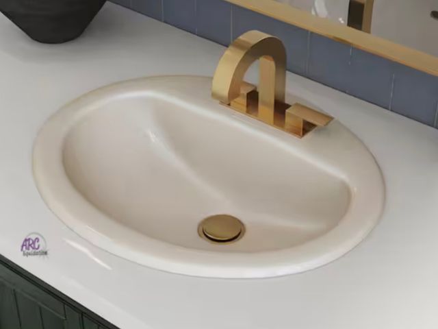 Lot 56-612661 - New Opened Box - Glacier Bay Aragon 20 in. Drop-In Oval Vitreous China Bathroom Sink in Bone