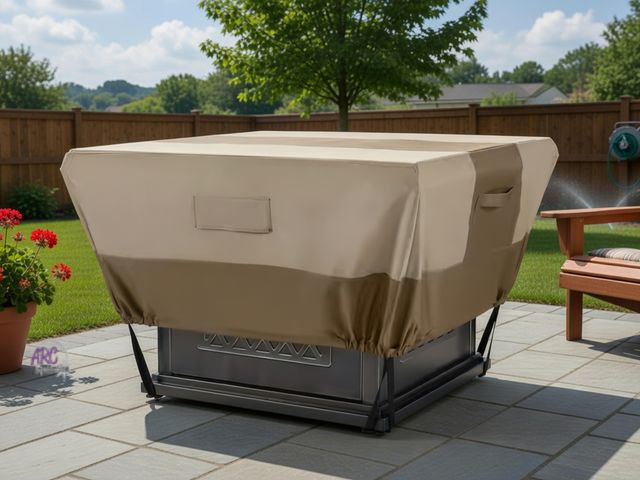 Lot 56-400065 - New in Box - Hampton Bay - 35.25 in. L x 35.25 in. W x 18 in. H Beige Patio Square Fire Pit Cover