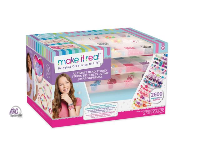 Lot 56-154730 - New Make It Real: Ultimate Bead Studio - 2600 Pieces, Includes Beads Cord &amp; Jump Rings, Organize...