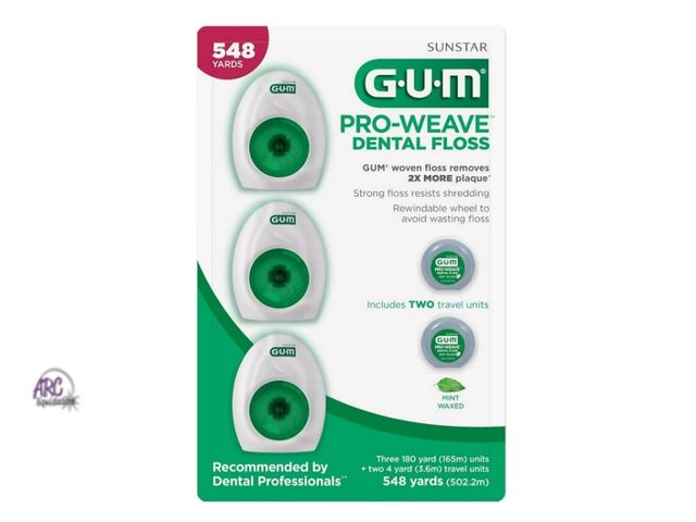 Lot 56-793514 - New open package GUM Pro-Weave Woven Dental Floss, Shred Resistant Waxed Floss, Mint Flavored, 3 Cou...