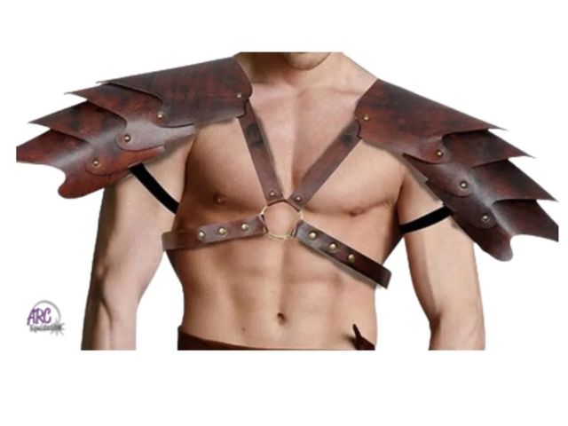 Lot 56-340119 - New Leather like shoulder armor,  2 piece set Adult