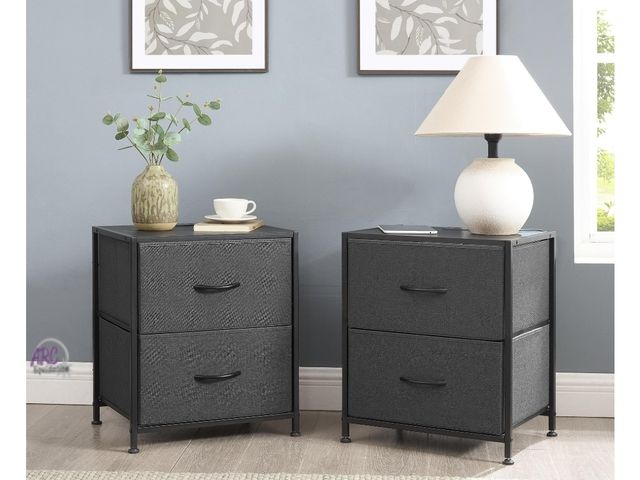 Lot 56-857613 - New - Mainstays 2-Pack Fabric Nightstand with USB - Grey