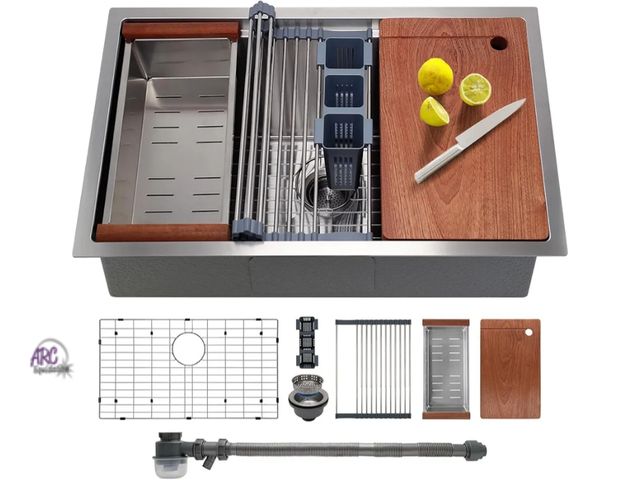 Lot 56-752950 - New in box. SANYCASA 33 Inch Undermount Kitchen Sink with Quiet Drain - 11 Gauge Stainless Steel Sin...