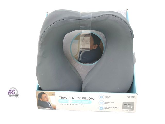 Lot 56-195540 - Airia living travel neck pillow with cooling technology (Gray) 10.6 in x 9.4in