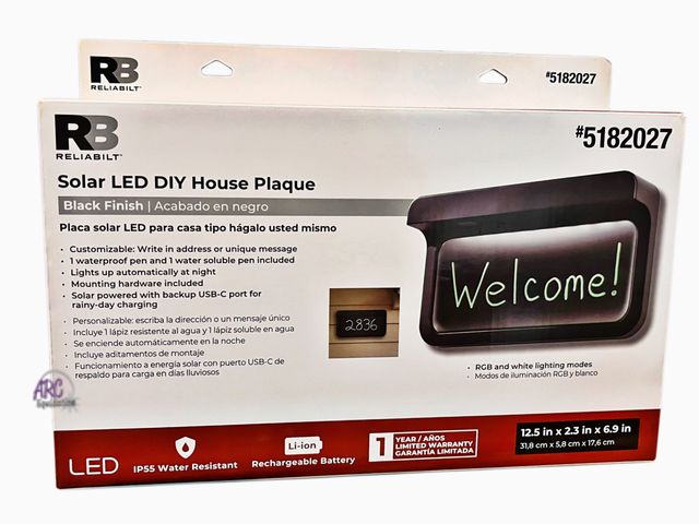 Lot 56-128860 - NEW IN BOX/TESTED RELIABILT Rechargeable DIY Solar LED Housing Plaque Set 6-9/10-in x 12-2/5-in Plas...