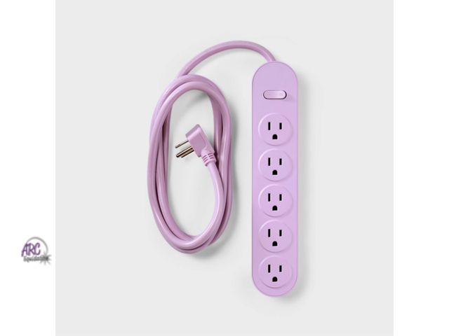 Lot 56-368427 - NEW 6' 5-Outlet Power Strip Extension Cord - heyday Purple