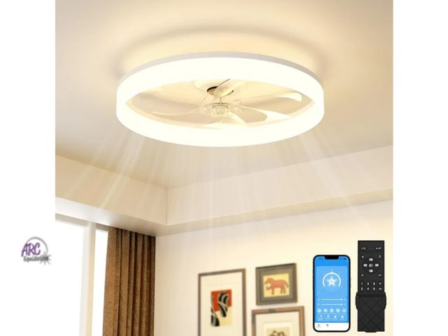 Lot 56-272751 - New VOLISUN Low Profile Ceiling Fans with Lights and Remote, Ceiling Fan with Light Flush Mount, No ...