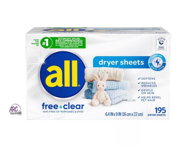 Lot 56-306214 - New,All Free Clear Fabric Softening Sheets - 195ct
