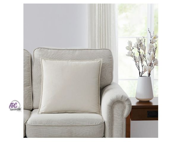 Lot 56-117524 - New Better Homes &amp; Gardens 2 Pack 20" x 20" Solid Reversible Beige/White Velvet Decorative Pillo...