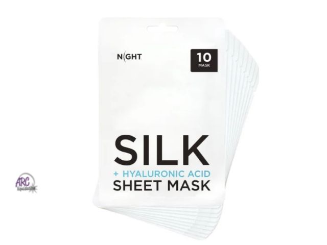 Lot 56-329116 - New, Damaged box,Discover NIGHT Hydrating Silk Hyaluronic Acid Sheet Mask 10-pack