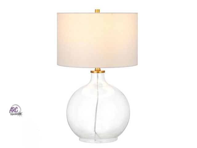 Lot 56-827398 - New in Box - Clear Glass Table Lamp with Brass Accents