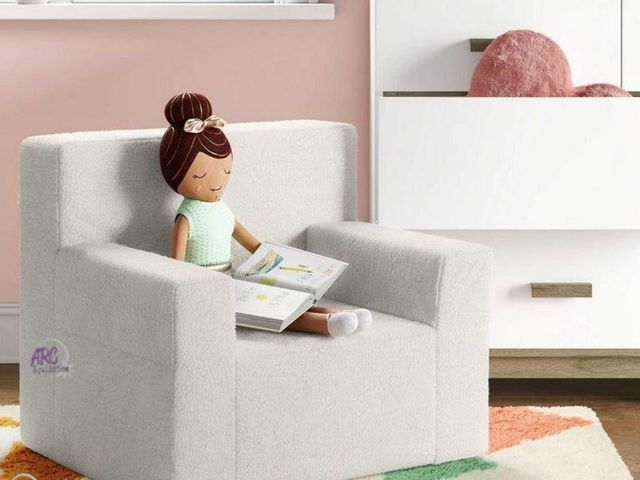 Lot 56-711130 - New in box. Pillowfort Kids Sofa Chair Soft Sherpa Armchair for Boys and Girls, Cream