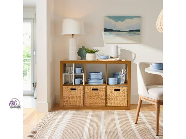 Lot 56-787013 - New in box Better Homes &amp; Gardens 6 Cube Storage Organizer, Light Honey