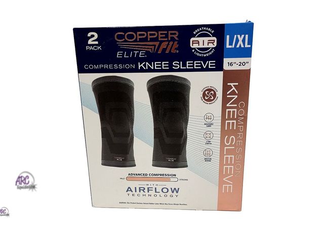 Lot 56-222961 - New In Box - 2 Pack L/XL 16" - 20" Copper Fit Elite Compression Knee Sleeves