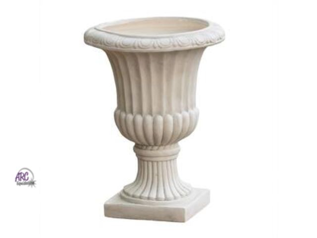 Lot 56-283551 - Napoli 19 in. W x 26.5 in. H Antique White Lightweight Concrete Garden Urn Planter