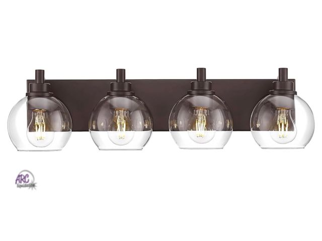 Lot 56-264050 - New Bathroom Light Fixtures Over Mirror, 4-Light Oil Rubbed Bronze Bathroom Vanity Light with Globe ...