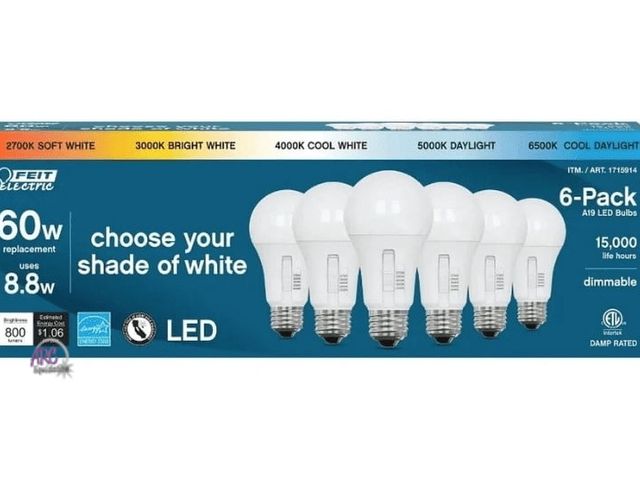 Lot 56-452840 - New in box tested and all work 
Feit Electric 60W Replacement 5-CCT LED A19 Bulbs 6pack