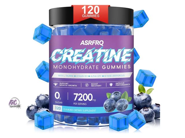 Lot 56-143664 - New Creatine ASRFRQ Monohydrate Gummies 7200mg Per Serving 120 Dietary Supplements- Blueberry (Best ...