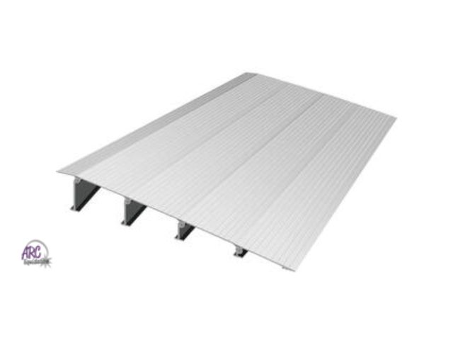 Lot 56-629950 - New - Vevor 22.2 in. x 34 in. x 4 in. Silver Aluminum Threshold Speed Ramp for Wheelchairs Door Thre...