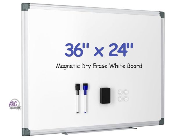 Lot 56-264950 - New Magnetic White Board for Wall, 36" x 24" Dry Erase Board Kit with 2 Magnetic Dry Erase Markers, ...