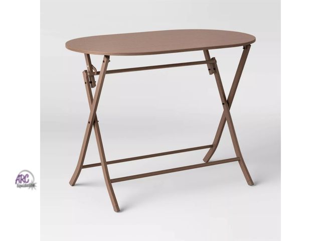 Lot 56-470812 - BLACK PAINT ON TOP OF TABLE/SCUFFS AND SCRATCHES-Purcell Folding Patio Bistro Table Brown - Threshol...
