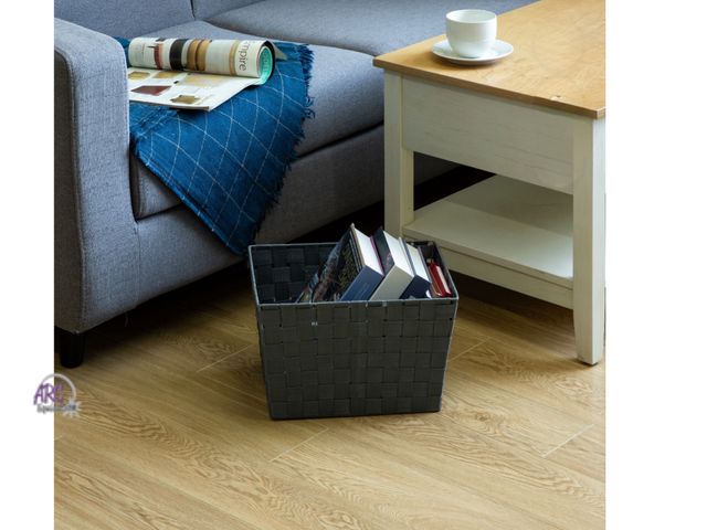 Lot 56-356233 - New, set of 2 Mainstays Medium Gray Woven Fabric Decorative Storage Basket, 13 in x 8 in x 10 in