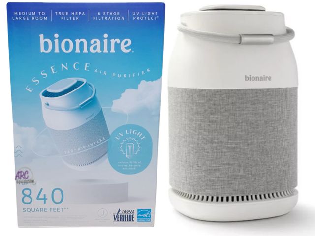 Lot 56-386913 - New,tested and works,Bionaire Essence 360 Air Purifier with UV: Retail $160 True HEPA, Carbon Filter...