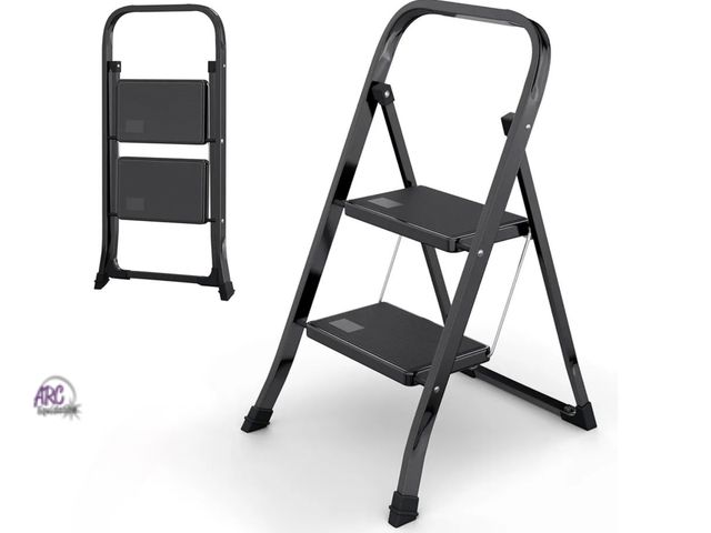 Lot 56-839510 - NEW-2-Step Ladder with Wide Anti-Slip Platform &amp; Thick Rubber Feet - Lightweight Heavy Duty Fold...