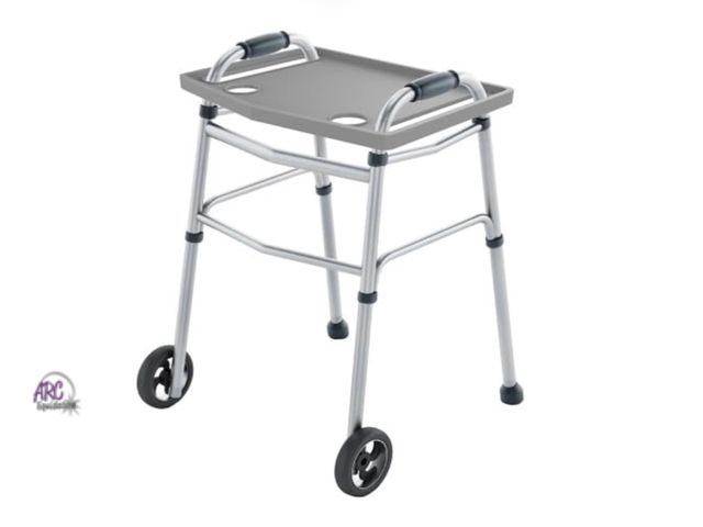 Lot 56-138198 - New Walker Tray Table with 2 Cup Holders - Home Mobility Accessories by Bluestone (Gray)