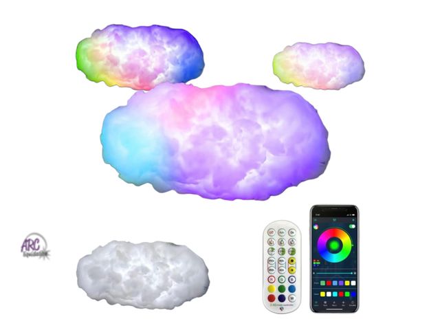 Lot 56-153150 - New 3D Big Cloud lightning Light Kit Music Sync Warm White Multicolor lightning Changing Strip Light...