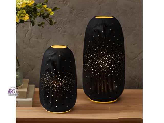 Lot 56-331660 - New in box Evergreen tested works LED Porcelain Lantern,
Set of 2